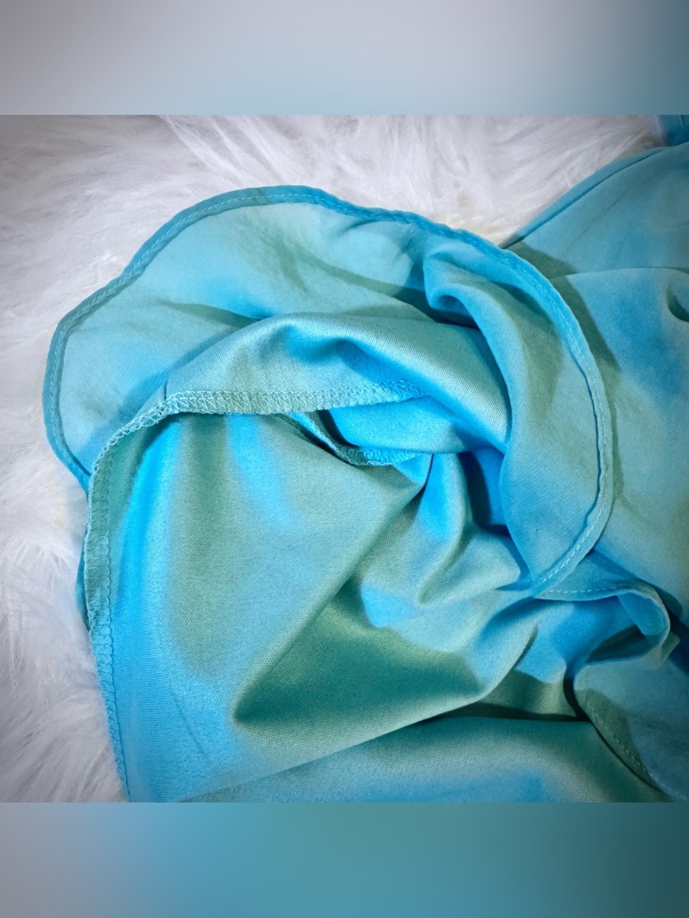 Lush Teal Turquoise Chiffon Mini Dress XS Flowy Elastic Waist Sheer Overlay - Picture 5 of 13